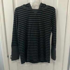Marc New York Striped Black and Gray women’s long sleeve sweatshirt size XL hood